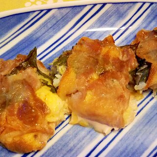 手芋の豚挟み、柚子風味レンジ焼き